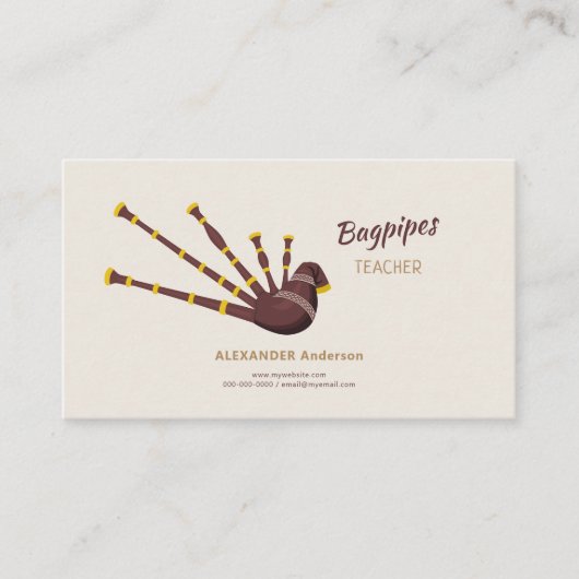 Bagpipe Teacher Visitenkarte (Vorderseite)