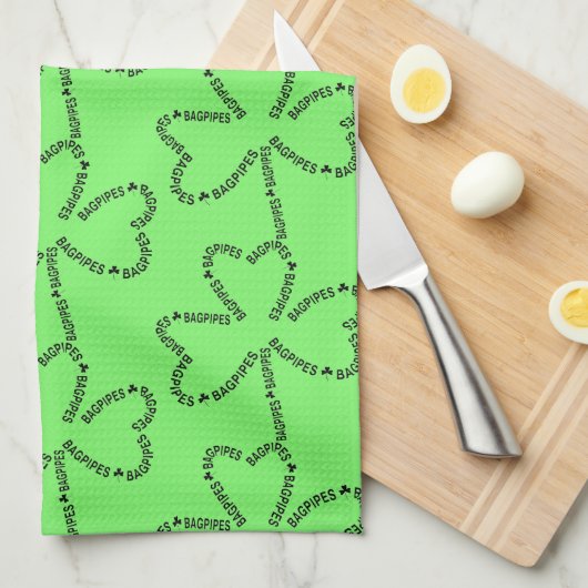 Bagpipe Text-Kleeblatt Geschirrtuch (Viertel Falte)