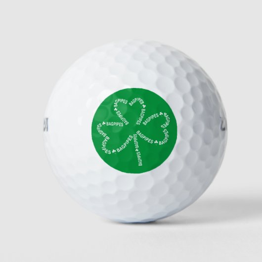 Bagpipe Text-Kleeblatt Golfball (Vorderseite)