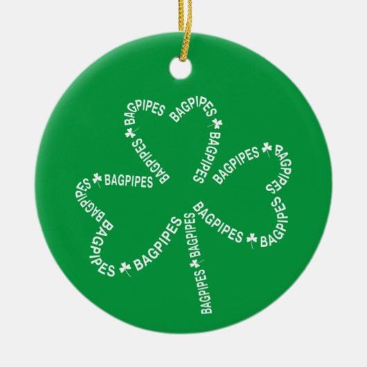 Bagpipe Text-Kleeblatt Keramik Ornament (Vorne)