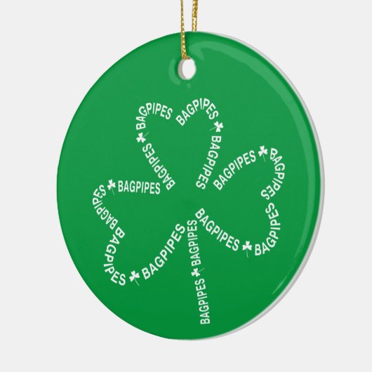 Bagpipe Text-Kleeblatt Keramik Ornament (Links)
