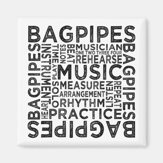 Bagpipe Typografie Magnet (Vorne)