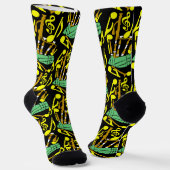 Bagpipe Yellow Musiknotens Socken (Gewinkelt)