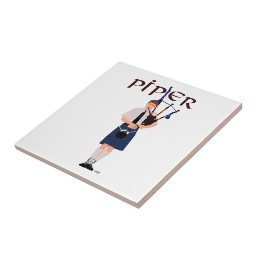 Bagpiper - Blue Kilt Fliese (Seite)