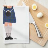 Bagpiper - Blue Kilt Geschirrtuch (Viertel Falte)