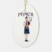 Bagpiper - Blue Kilt Keramik Ornament (Links)
