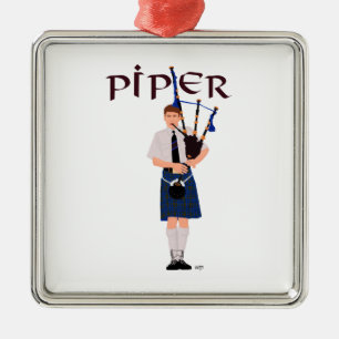 Bagpiper - Blue Kilt Silbernes Ornament