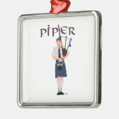 Bagpiper - Blue Kilt Silbernes Ornament (Links)