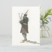 Bagpiper-Flachkarten Einladung (Stehend Vorderseite)