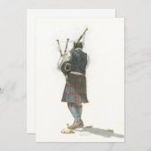 Bagpiper-Flachkarten Einladung (Vorne/Hinten)