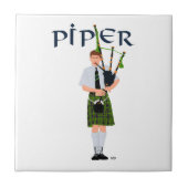 Bagpiper - Grüner Kilt Fliese (Vorderseite)