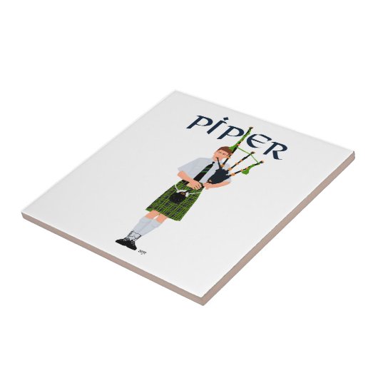 Bagpiper - Grüner Kilt Fliese (Seite)