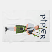 Bagpiper - Grüner Kilt Handtuch (Horizontal)