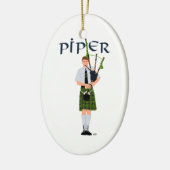 Bagpiper - Grüner Kilt Keramik Ornament (Links)