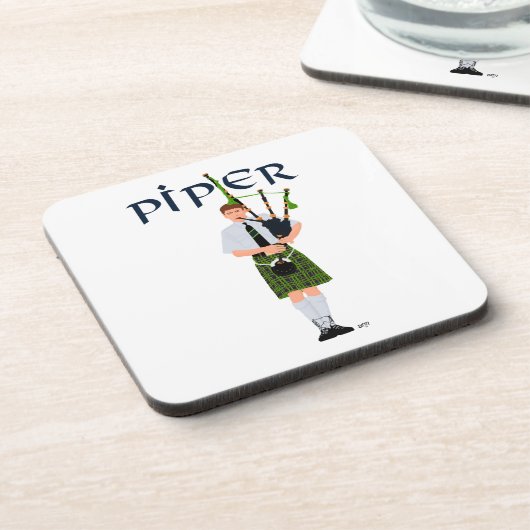 Bagpiper - Grüner Kilt Untersetzer (Linke Seite)