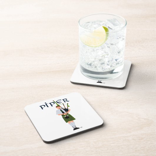 Bagpiper - Grüner Kilt Untersetzer (Rechte Seite)