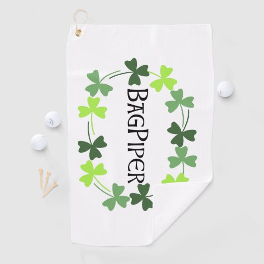 Bagpiper Kleeblatt Oval Golfhandtuch (Insitu)