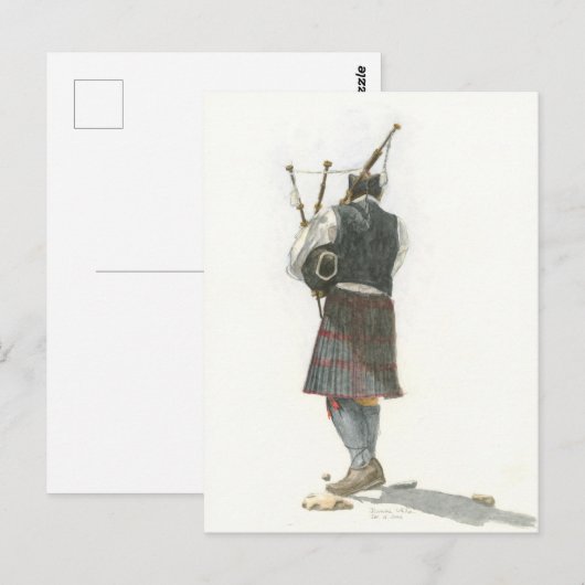 Bagpiper on Beach Postkarte (Vorne/Hinten)