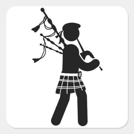Bagpiper Quadratischer Aufkleber (Vorderseite)
