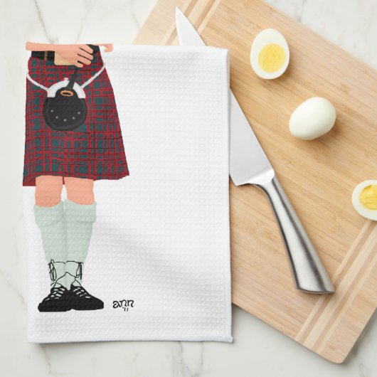 Bagpiper - Red Kilt Handtuch (Viertel Falte)