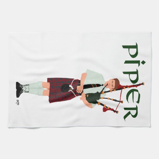 Bagpiper - Red Kilt Handtuch (Horizontal)