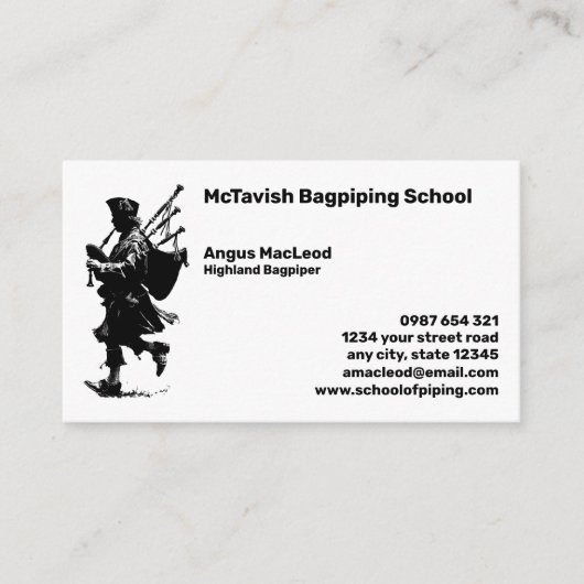 Bagpiper School Visitenkarte (Vorderseite)
