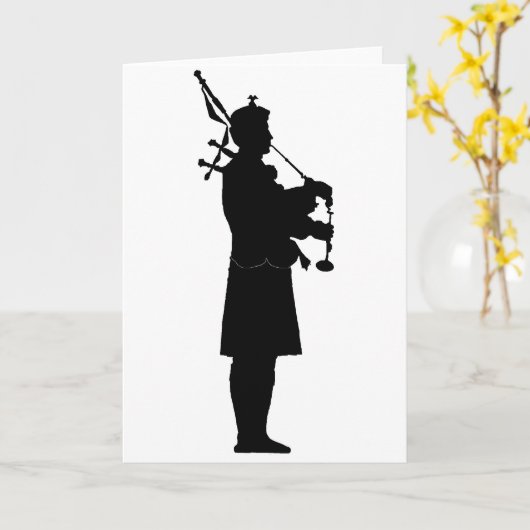 Bagpiper-Silhouette Karte (Gelbe Blume)