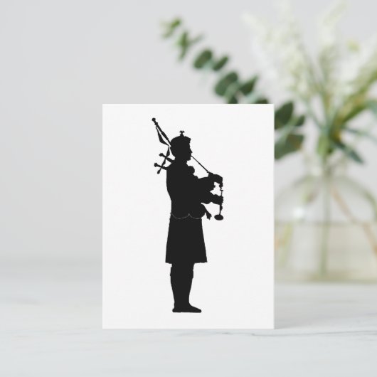 Bagpiper-Silhouette Postkarte (Stehend Vorderseite)