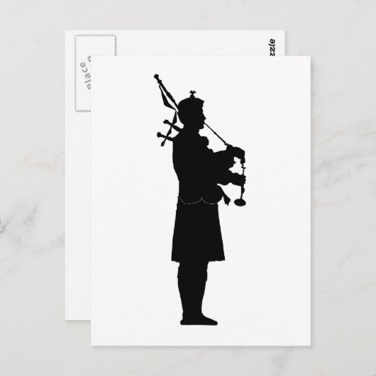 Bagpiper-Silhouette Postkarte (Vorne/Hinten)