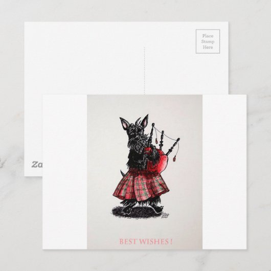 Bagpipers beste Wünsche Postkarte (Vorne/Hinten)