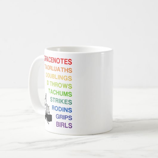 Bagpiping Embellishments 11 oz. Tasse für Bagpiper (Vorderseite Links)