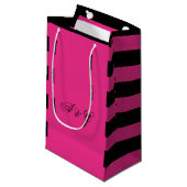 Bags für das Party Hot Pink & Black Strips Kleine Geschenktüte (Vorderseite Schrägansicht)