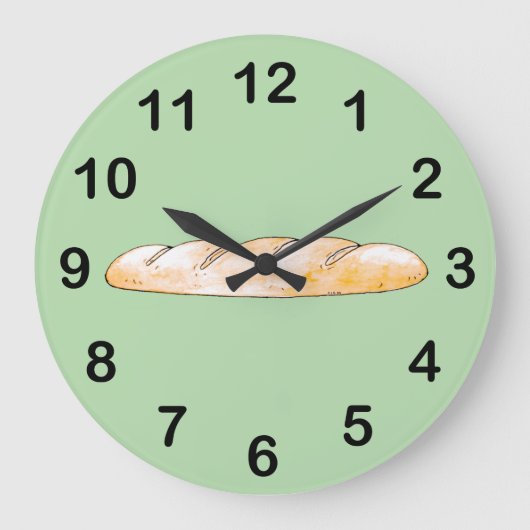 Baguettbrot Große Wanduhr (Vorderseite)