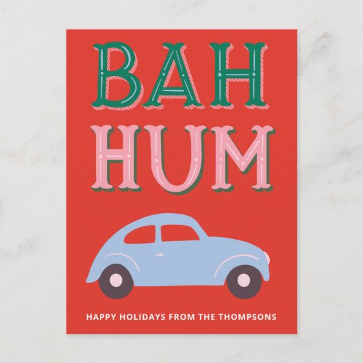 Bah Hum Bug Illustriert Holiday Postcard Postkarte (Vorderseite)