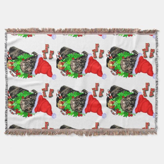 Bah Hum Mops Weihnachten Decke (Vorderseite)