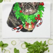 Bah Hum Mops Weihnachten Geschirrtuch (Gefaltet)