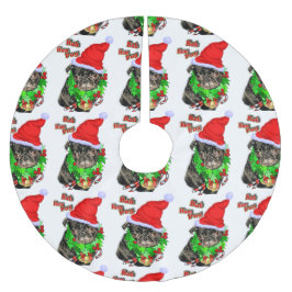 Bah Hum Mops Weihnachten Polyester Weihnachtsbaumdecke