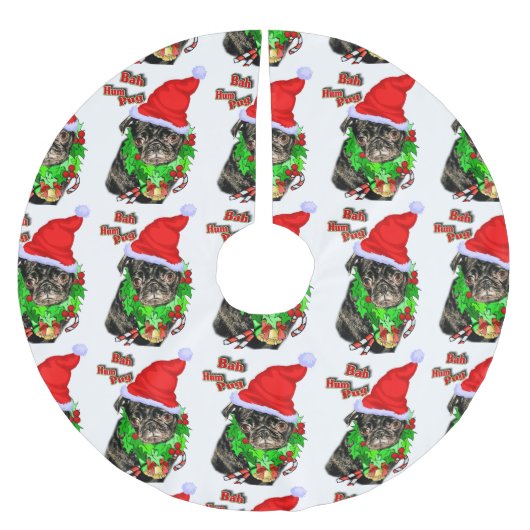 Bah Hum Mops Weihnachten Polyester Weihnachtsbaumdecke (Vorderseite)