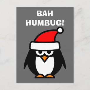 Bah Humbug-Antiweihnachtspenguin-Cartoonpostkarte Feiertagspostkarte
