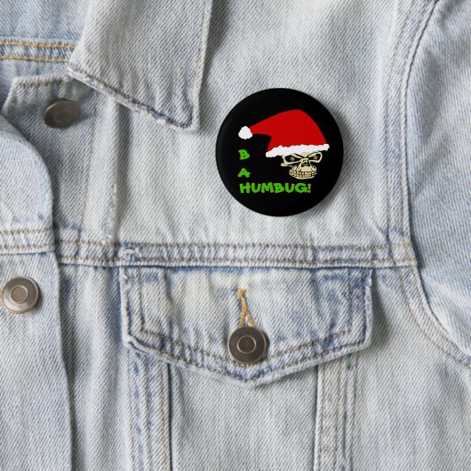 BAH, HUMBUG! Antiweihnachtsschädel-runder Knopf Button (Beispiel)