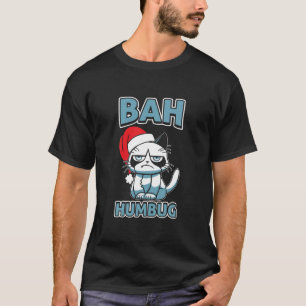 Bah Humbug Cat Weihnachtsmannmütze Anti Xmas Grump T-Shirt