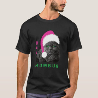 Bah Humbug Cat Weihnachtsmannmütze Weihnachtsfeier T-Shirt