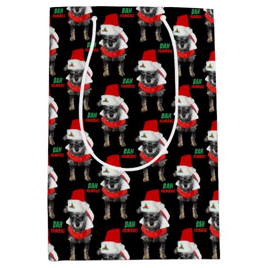 Bah Humbug Christmas Dog Pattern Mittlere Geschenktüte (Vorderseite)