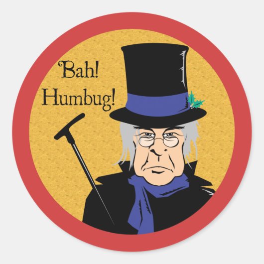 Bah! Humbug! Ebenezer Scrooge Runder Aufkleber (Vorderseite)
