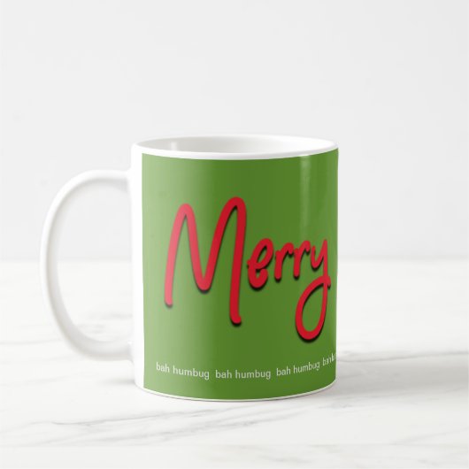 Bah Humbug Frory Weihnachts Rote Schrift auf Grün Kaffeetasse (Links)