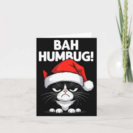 Bah Humbug Funny Bad Cat Christmas Hater Cat Lover Karte (Vorderseite)