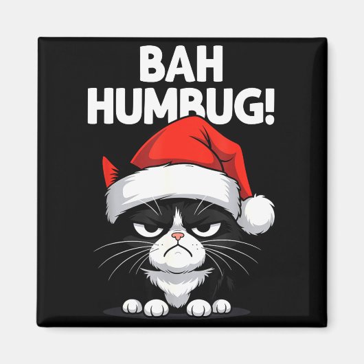 Bah Humbug Funny Bad Cat Christmas Hater Cat Lover Magnet (Vorne)