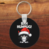 Bah Humbug Funny Bad Cat Christmas Hater Cat Lover Schlüsselanhänger (Vorderseite)