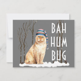 Bah Humbug Funny Cat Christmas Postcard Karte