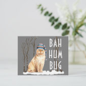 Bah Humbug Funny Cat Christmas Postcard Karte (Stehend Vorderseite)